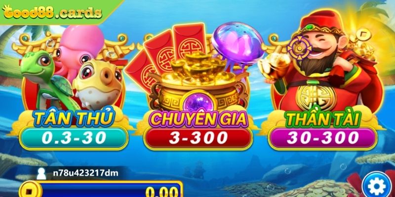 Đa dạng cấp độ chơi trong bắn cá thần tài Good88