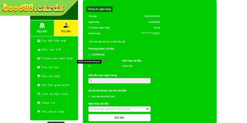 Quy định rút tiền